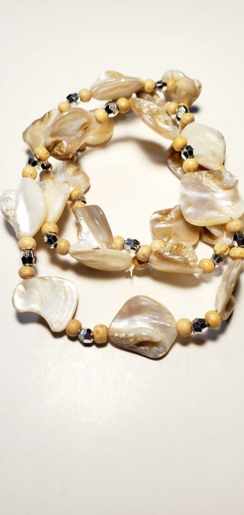 Deep tan beaded multi stranded bracelet set
