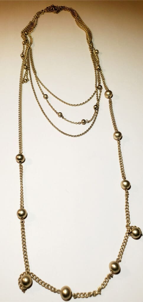 Long Multi Stranded Gold Inspired Necklace