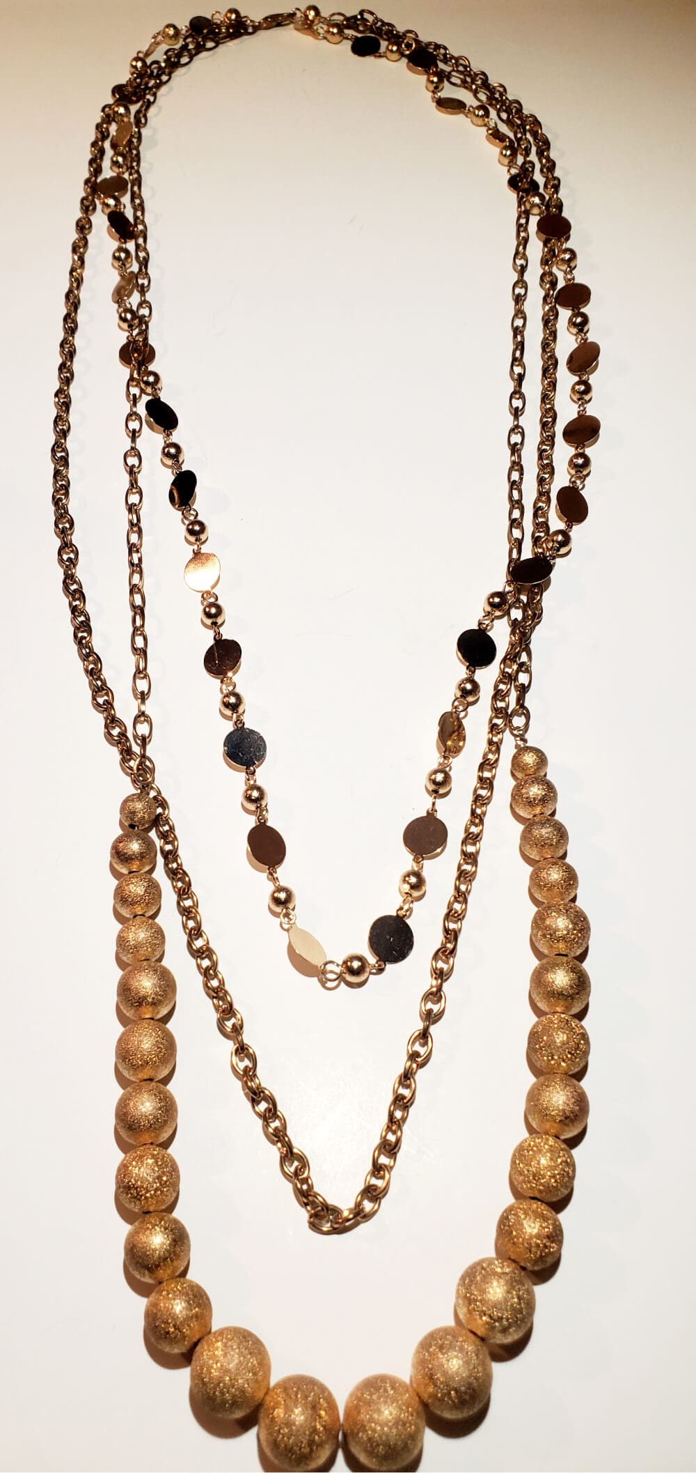 Tri Stranded Gold Beads Necklace