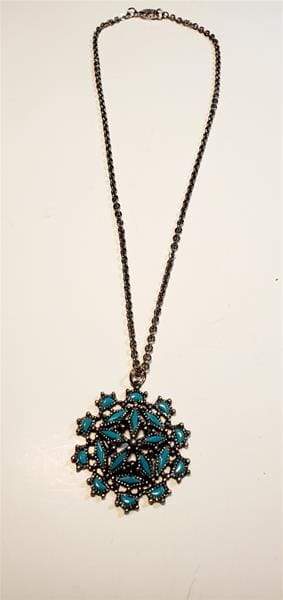 Turquoise Sunburst Pendant Necklace