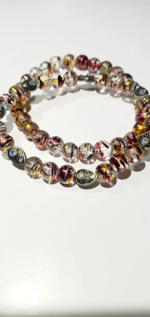 Multi Gold and Clear Glass Beads Bracelet Set